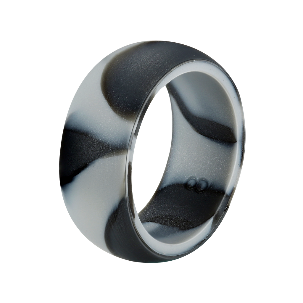 Untouchble Silicone Rings for Men Rubber Wedding Bands (Pack of 5 - Silver, Black, Black Camo, Brown, Gray)