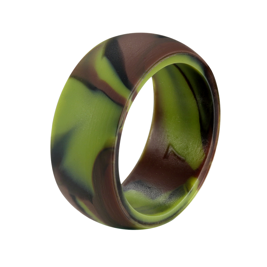 Untouchble Silicone Rings for Men Rubber Wedding Bands (Pack of 7 - Green Camo, Black, Green, Blue, Gold, Silver, Brown)