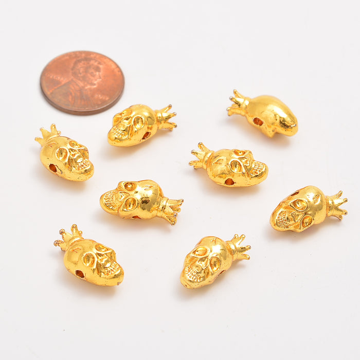 9mm Gold Joker Skull King Beads, Spacer Beads, Rondelle Bead Accents, Bead Accessories Jewelry Making DIY Bracelets Necklaces