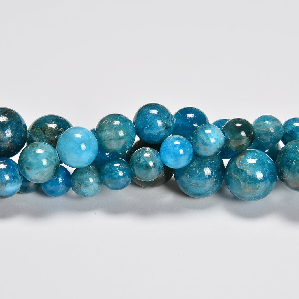 Apatite Smooth Round Loose Beads 4mm-10mm - 15.5" Strand