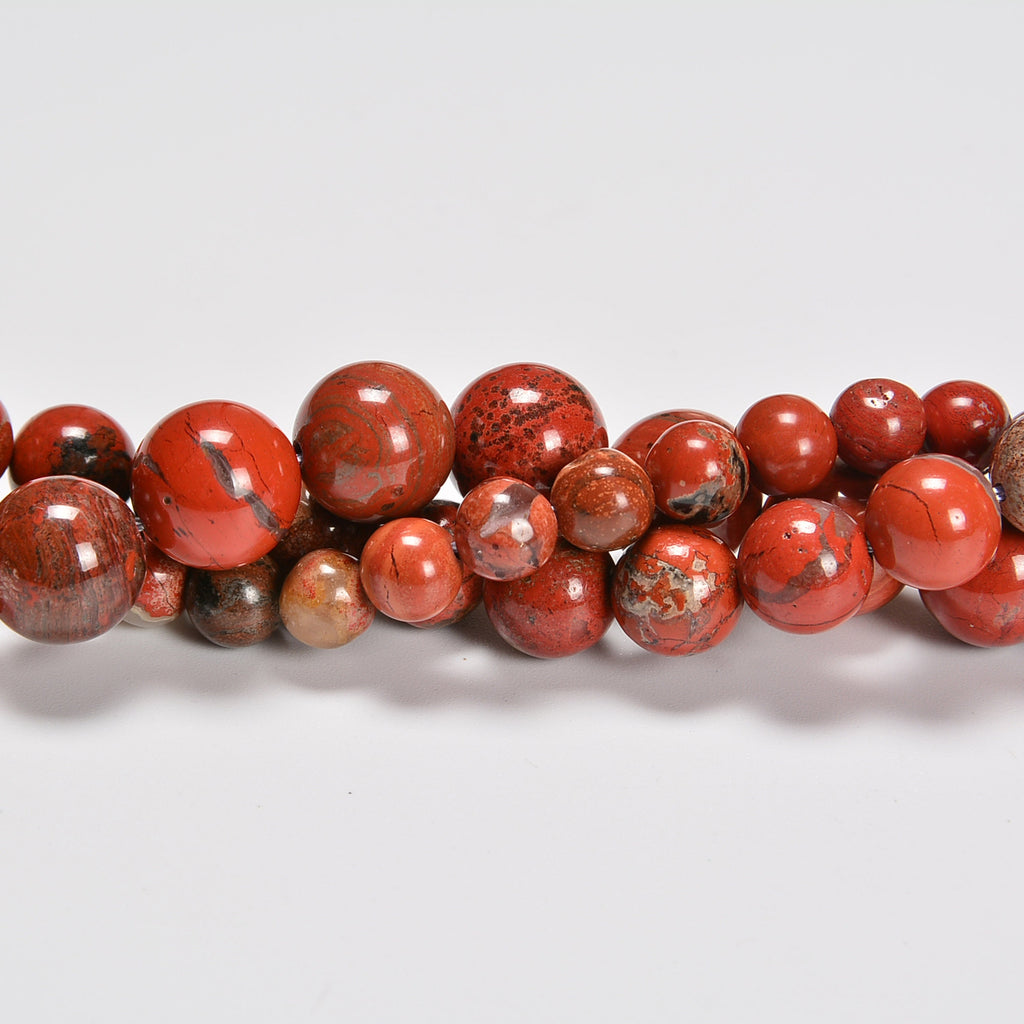 Multi Red Jasper Smooth Round Loose Beads 4mm-10mm - 15.5" Strand