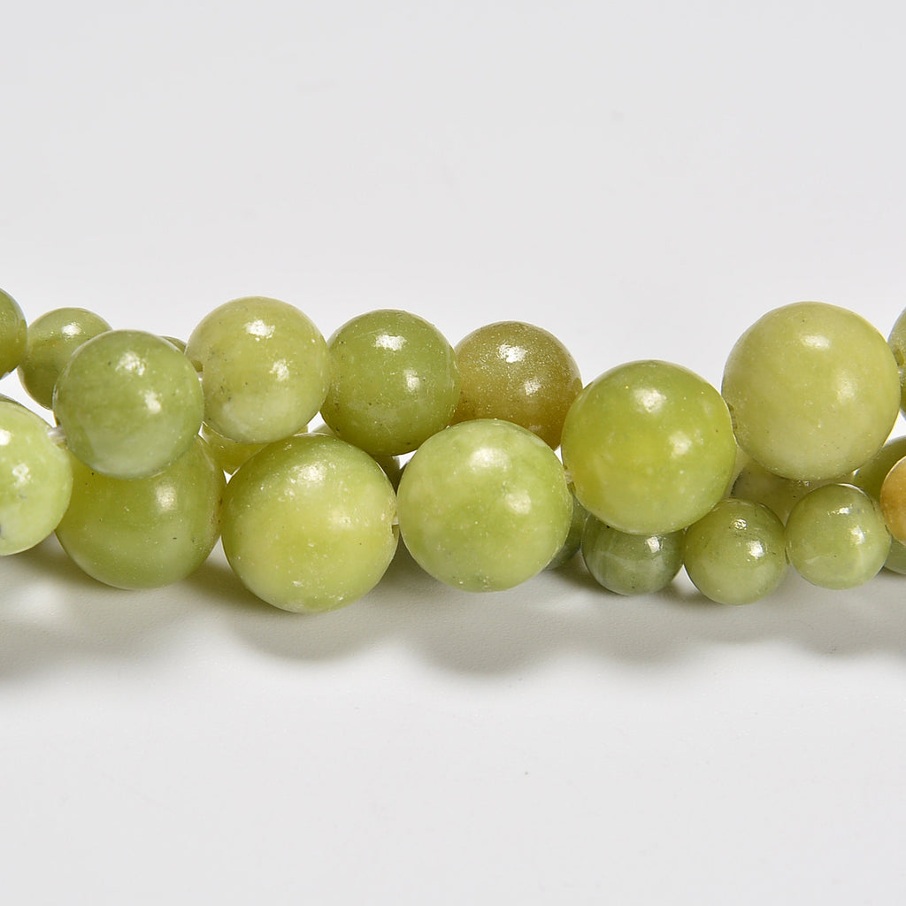 South Green Jade Smooth Round Loose Beads 4mm-10mm - 15.5" Strand