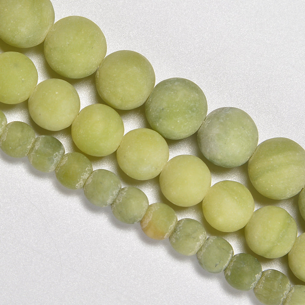 South Green Jade Matte Round Loose Beads 4mm-10mm - 15.5" Strand