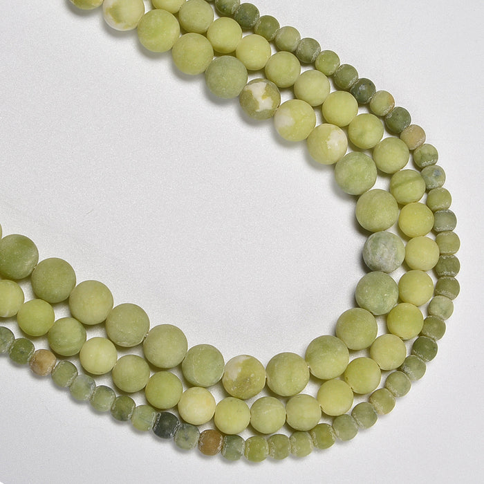 South Green Jade Matte Round Loose Beads 4mm-10mm - 15.5" Strand