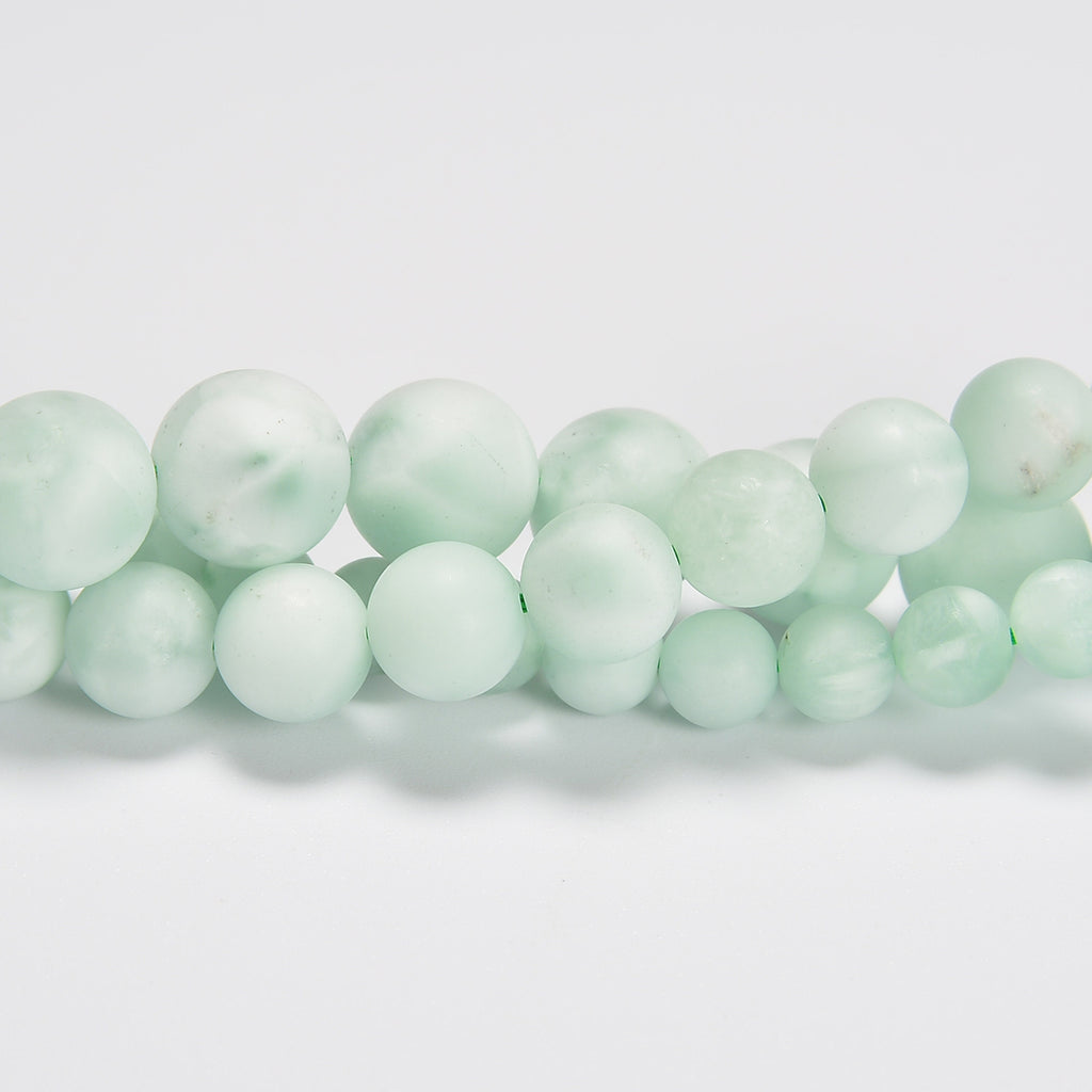 Green Moonstone Matte Round Loose Beads 4mm-10mm - 15.5" Strand