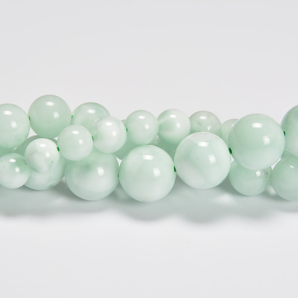 Green Moonstone Smooth Round Loose Beads 4mm-10mm - 15.5" Strand