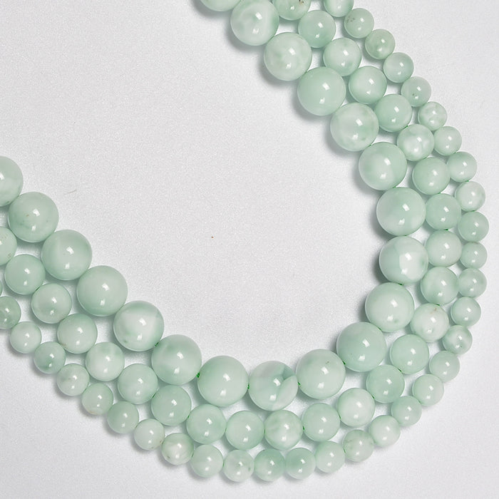 Green Moonstone Smooth Round Loose Beads 4mm-10mm - 15.5" Strand