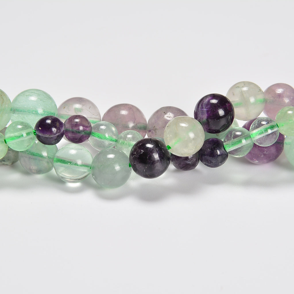 Fluorite Smooth Round Loose Beads 4mm-12mm - 15.5" Strand