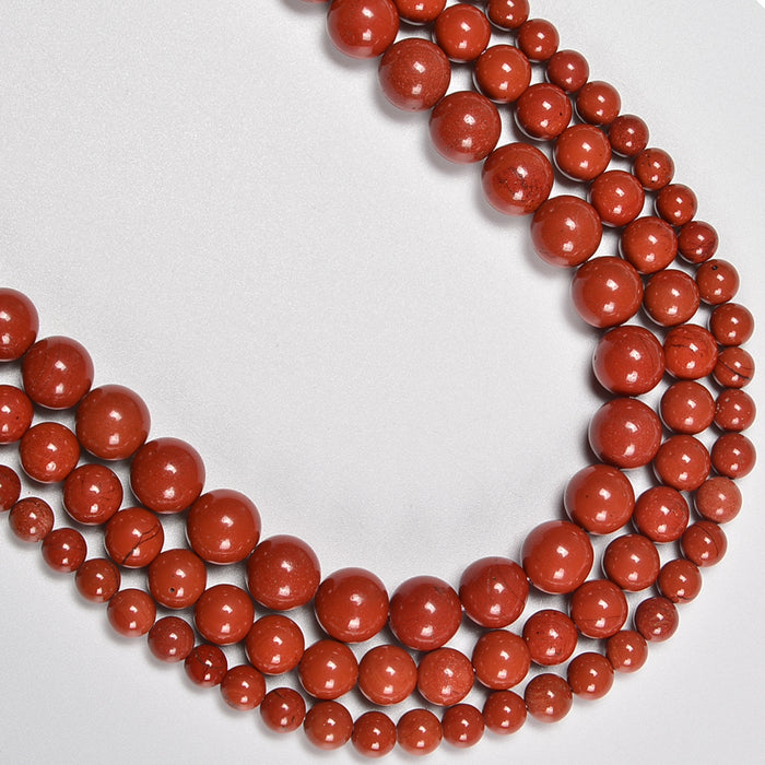 Red Jasper Smooth Round Loose Beads 4mm-10mm - 15.5" Strand