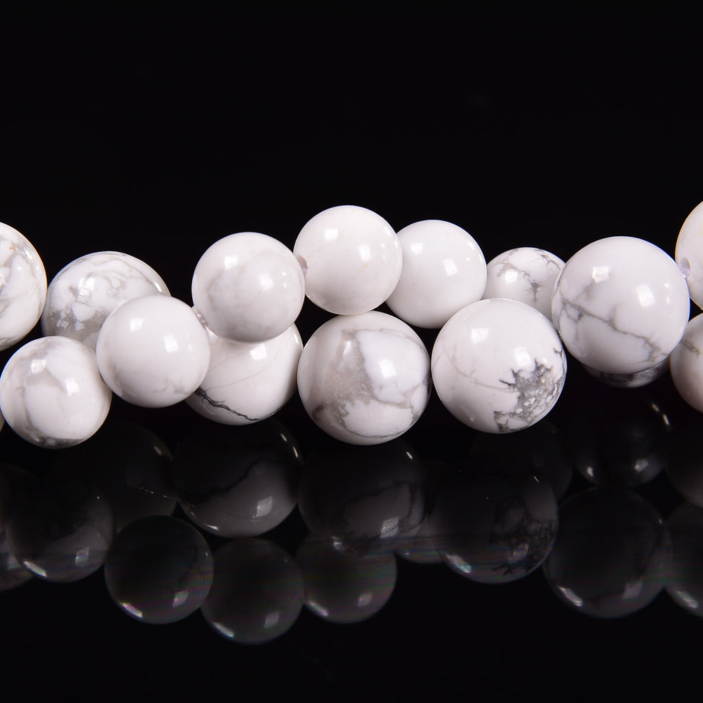 Howlite Smooth Round Loose Beads 4mm-12mm - 15.5" Strand