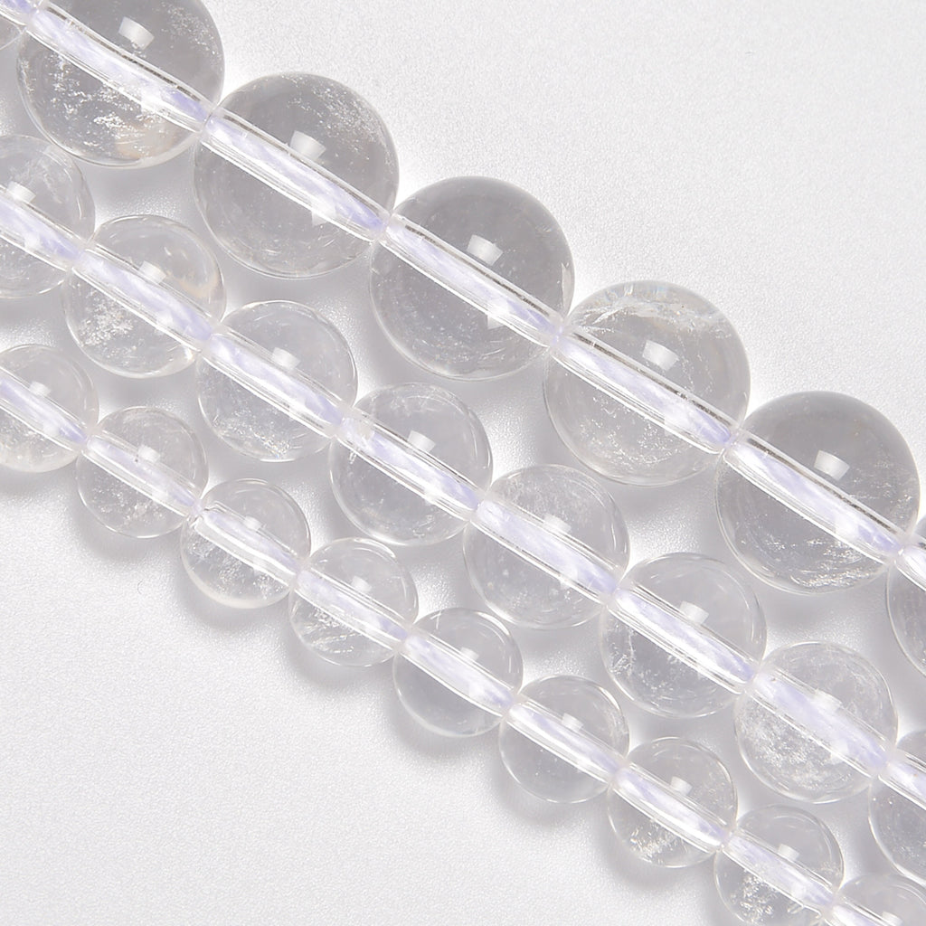 Clear Quartz Smooth Round Loose Beads 4mm-12mm - 15.5" Strand