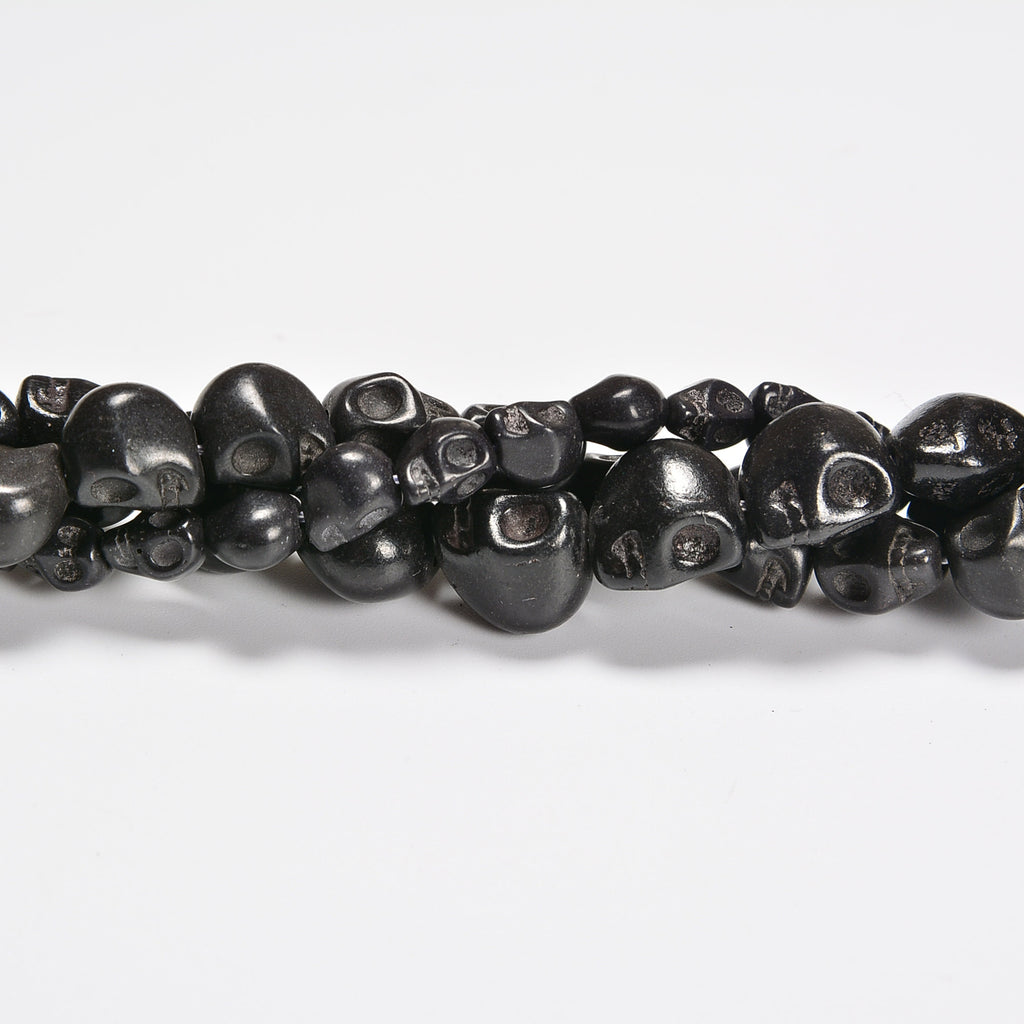 Black Howlite Turquoise Skull Loose Beads 6x8mm, 8x10mm, 10x12mm - 15.5" Strand
