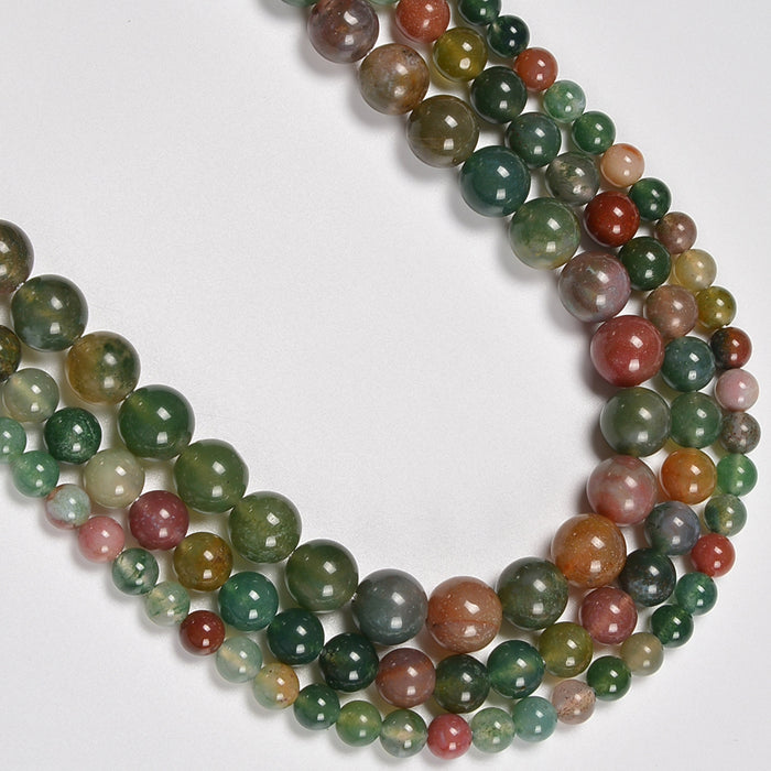 India Agate / Indian Agate Smooth Round Loose Beads 4mm-10mm - 15.5" Strand