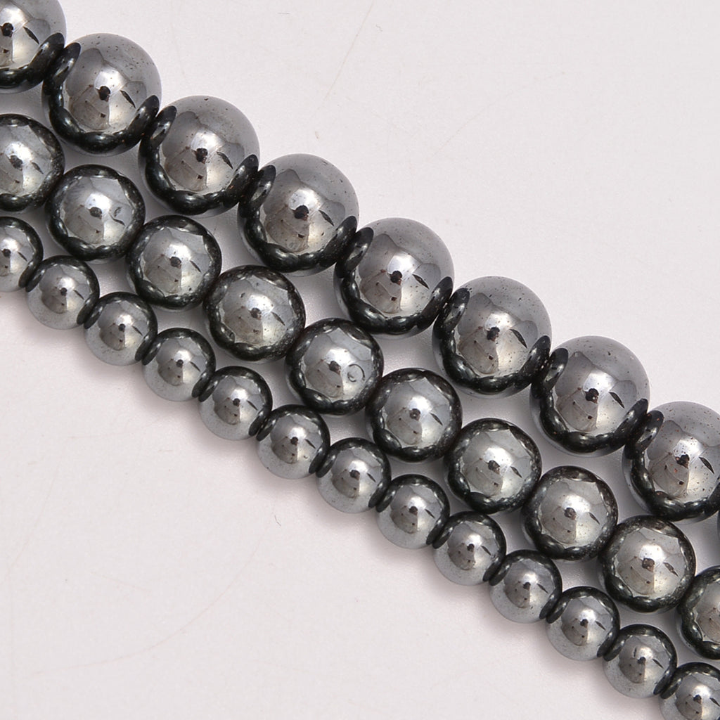 Gray Hematite Smooth Round Loose Beads 4mm-10mm - 15.5" Strand