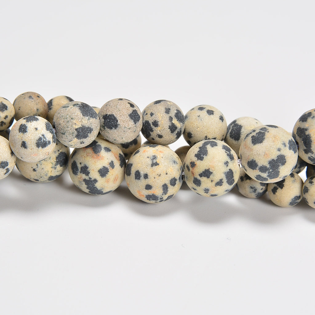 Dalmatian Jasper Matte Round Loose Beads 4mm-10mm - 15.5" Strand