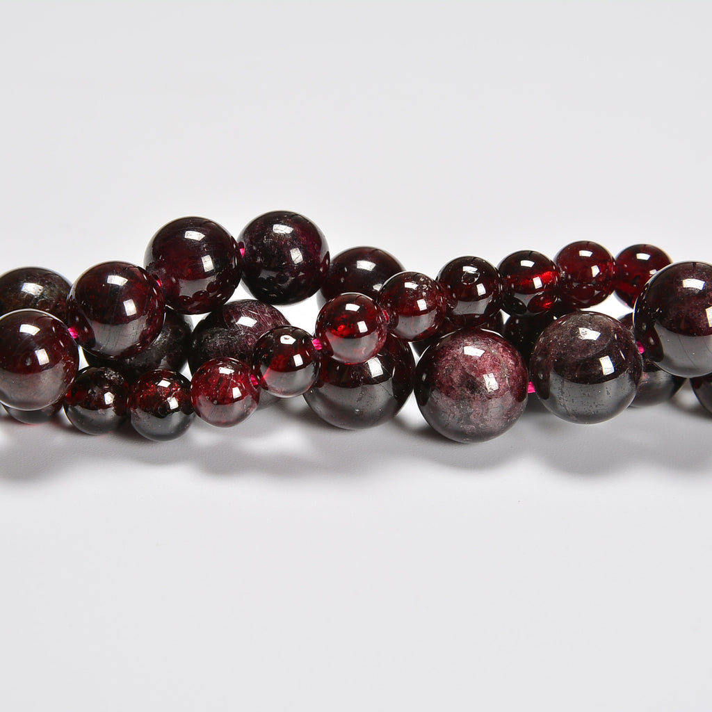 Garnet Smooth Round Loose Beads 4mm-12mm - 15.5" Strand