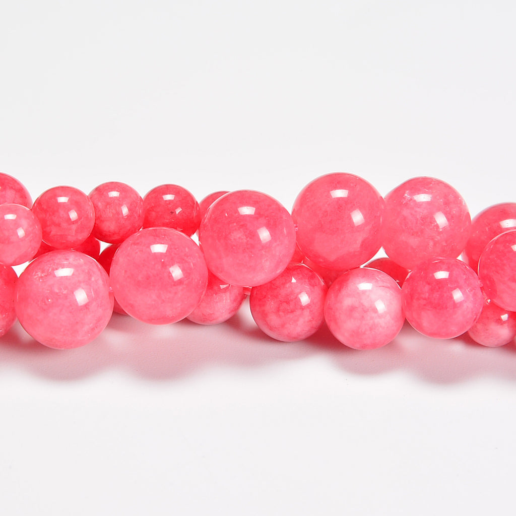 Rhodonite Cloudy Dyed Jade Smooth Round Loose Beads 6mm-12mm - 15.5" Strand