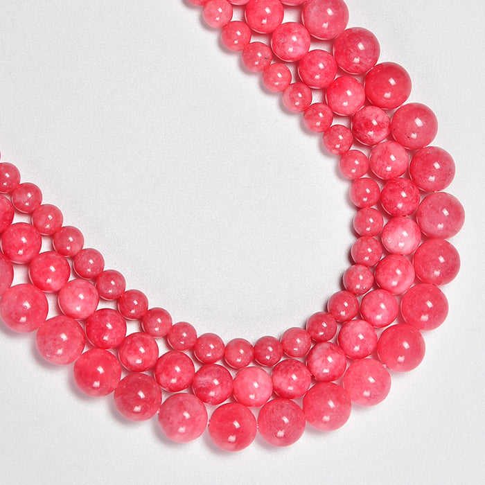 Rhodonite Cloudy Dyed Jade Smooth Round Loose Beads 6mm-12mm - 15.5" Strand