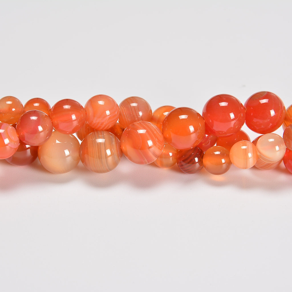 Red Botswana Agate Smooth Round Loose Beads 6mm-10mm - 15.5" Strand