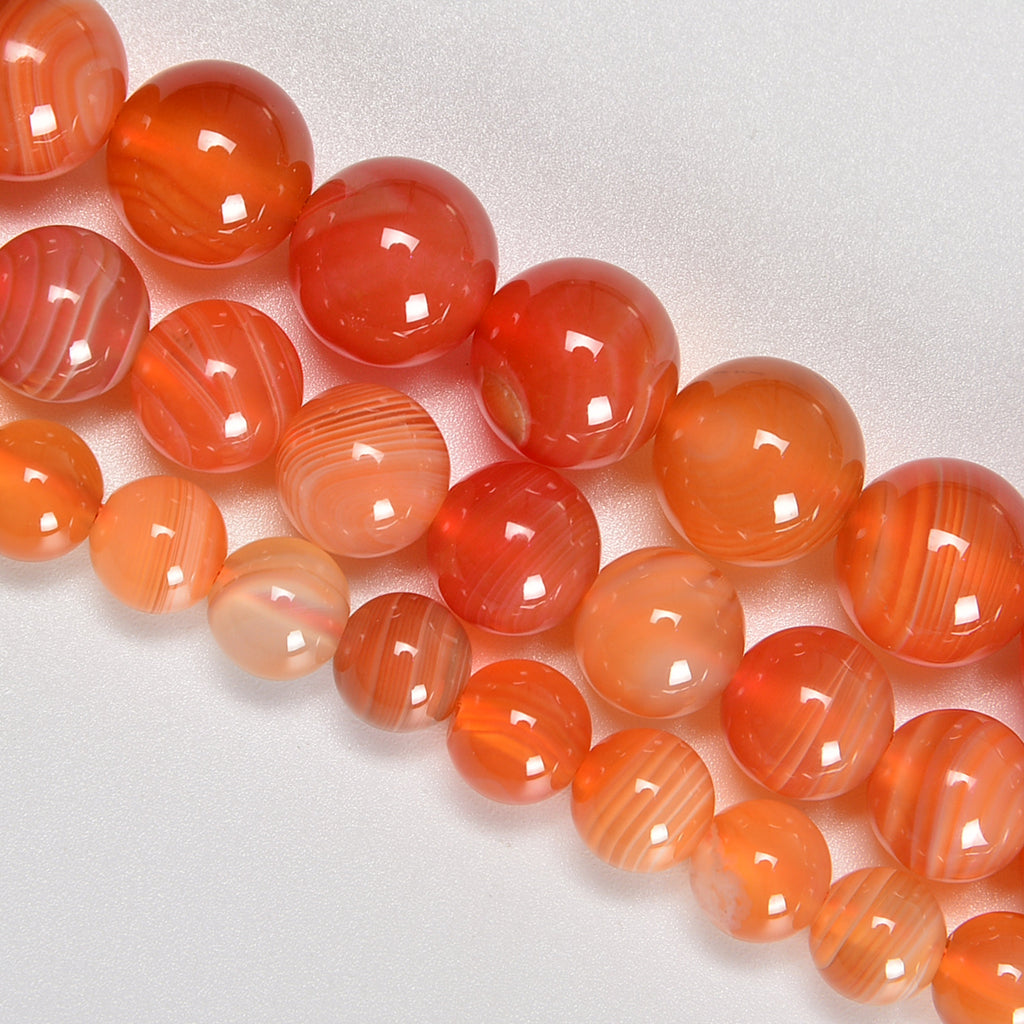 Red Botswana Agate Smooth Round Loose Beads 6mm-10mm - 15.5" Strand