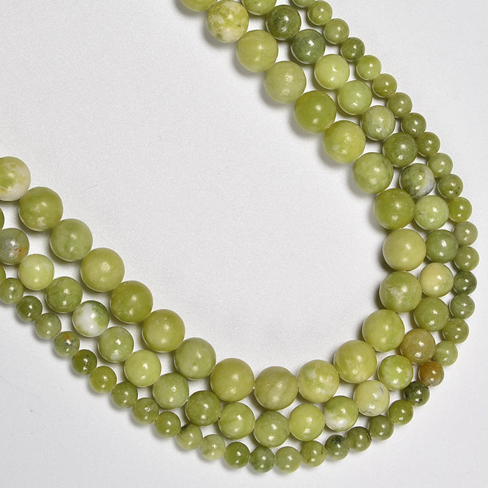 South Green Jade Smooth Round Loose Beads 4mm-10mm - 15.5" Strand