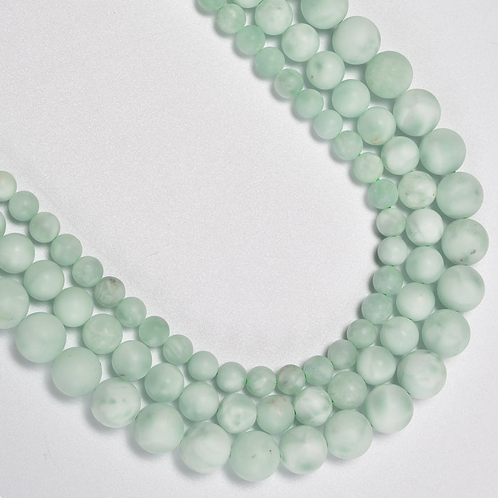 Green Moonstone Matte Round Loose Beads 4mm-10mm - 15.5" Strand