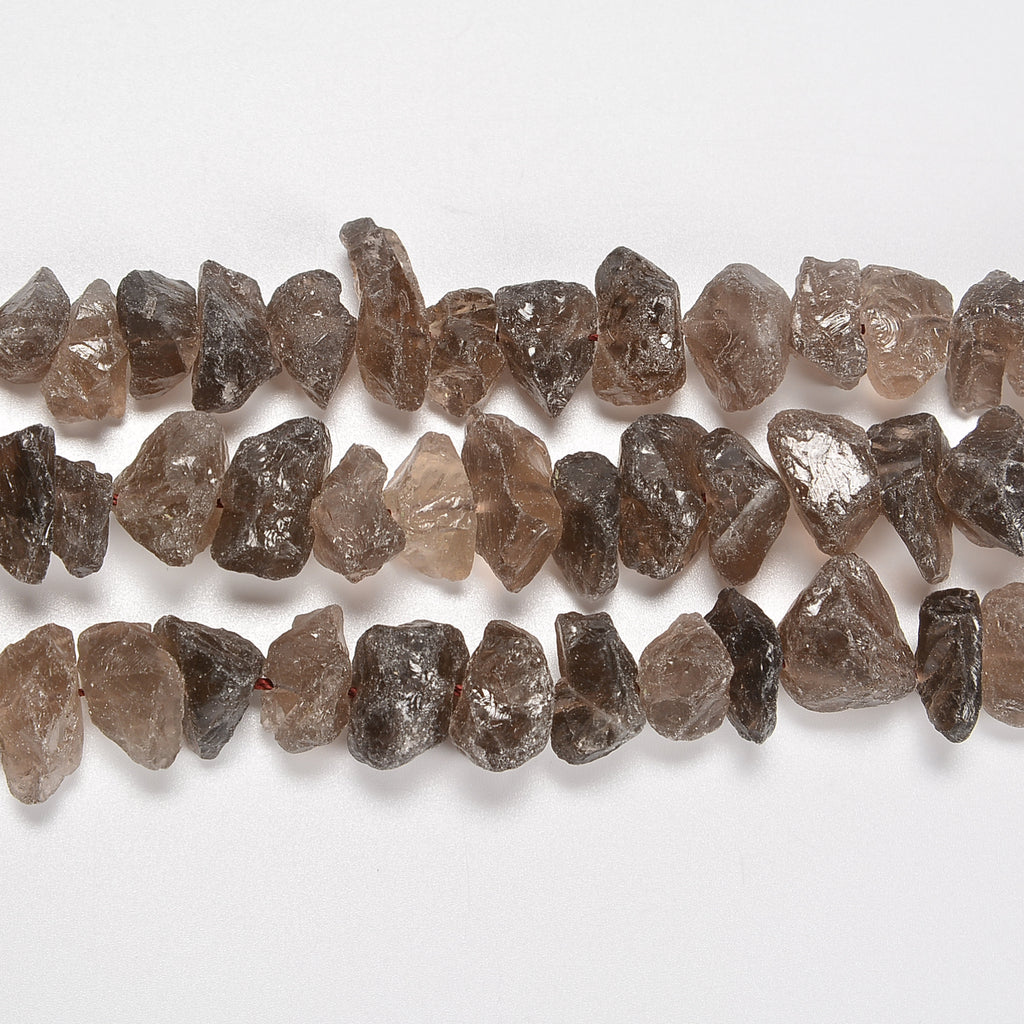 Smoky Quartz Rough Nugget Chunks Loose Beads 10-15mm - 15" Strand
