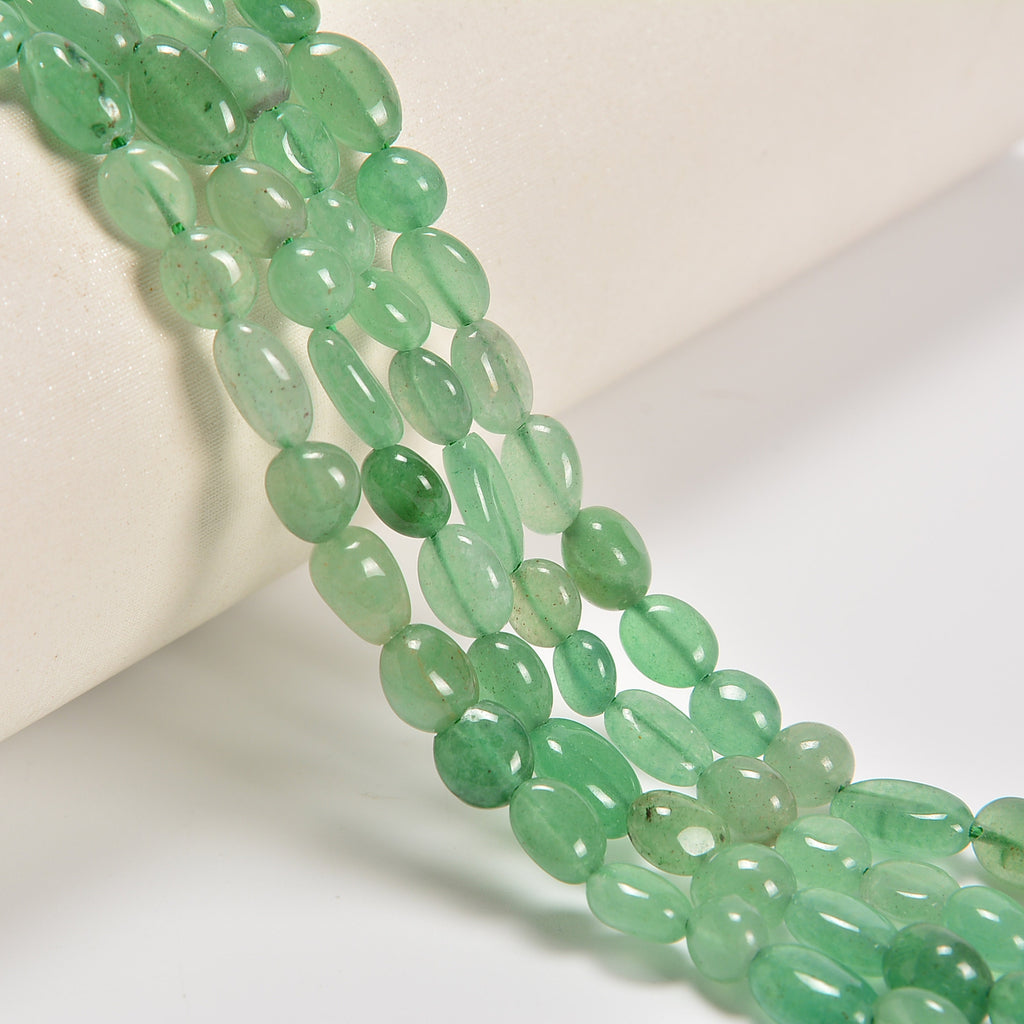 Green Aventurine Smooth Pebble Nugget Loose Beads 6-8mm, 8-12mm - 15" Strand