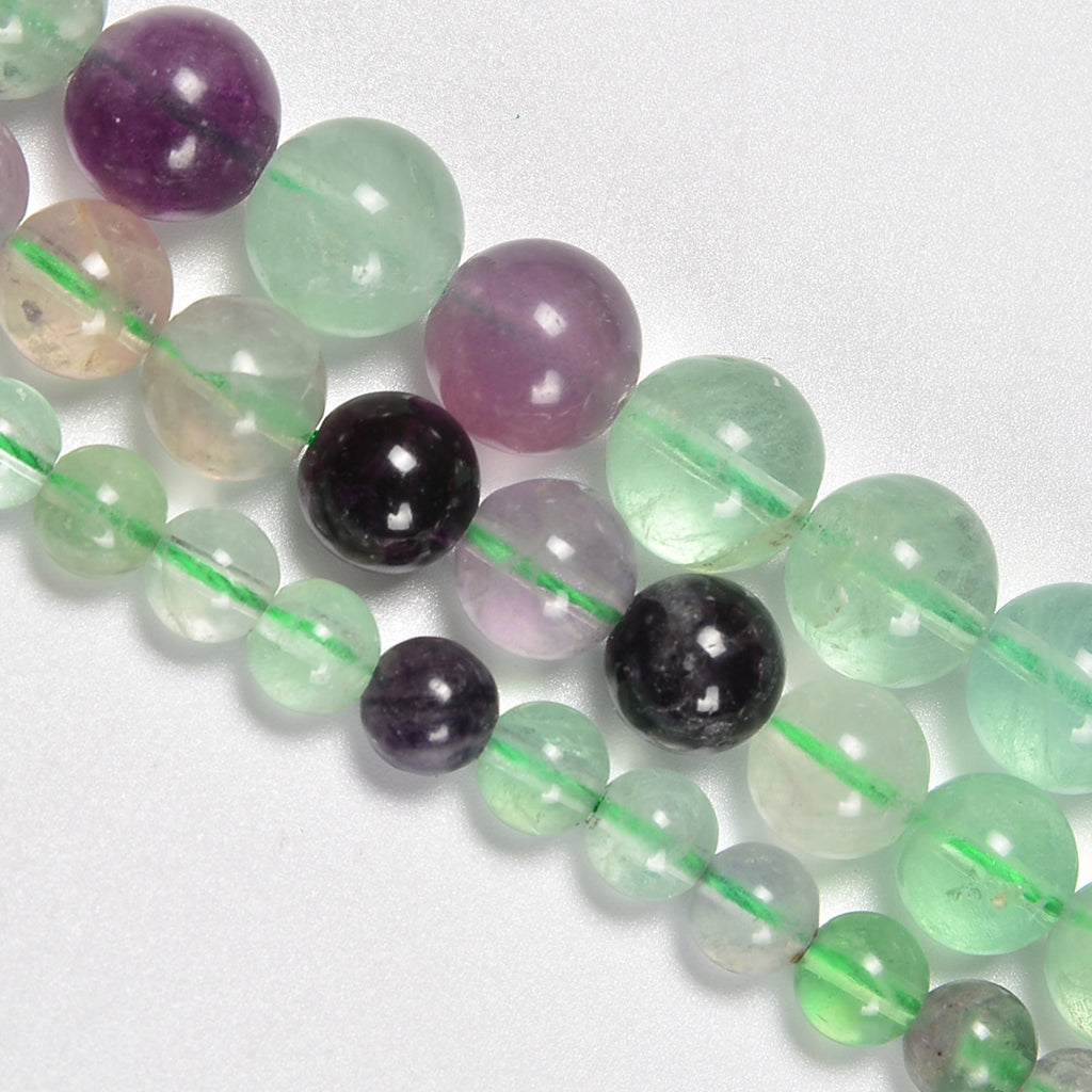 Fluorite Smooth Round Loose Beads 4mm-12mm - 15.5" Strand