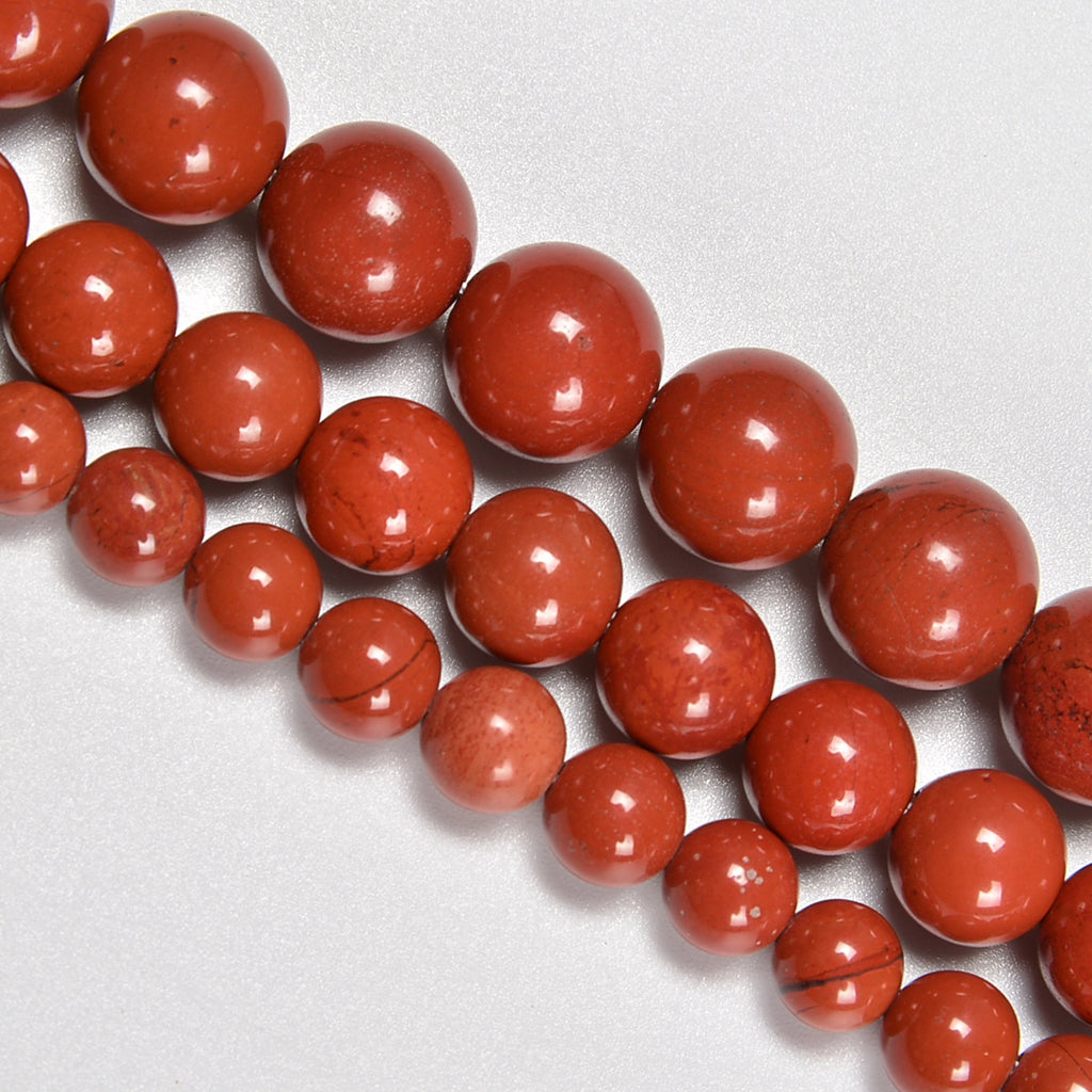 Red Jasper Smooth Round Loose Beads 4mm-10mm - 15.5" Strand
