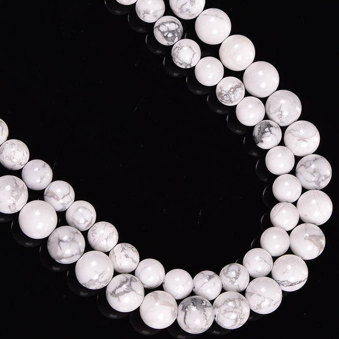 Howlite Smooth Round Loose Beads 4mm-12mm - 15.5" Strand