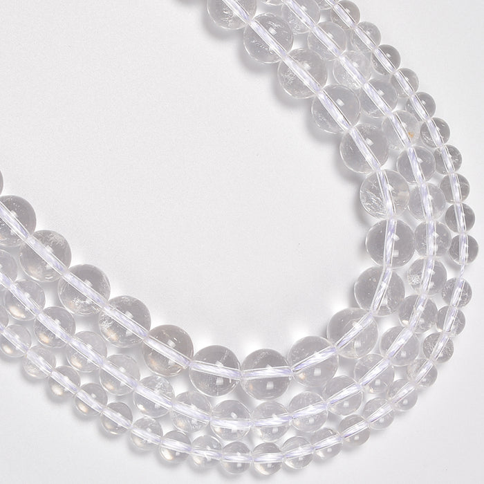 Clear Quartz Smooth Round Loose Beads 4mm-12mm - 15.5" Strand
