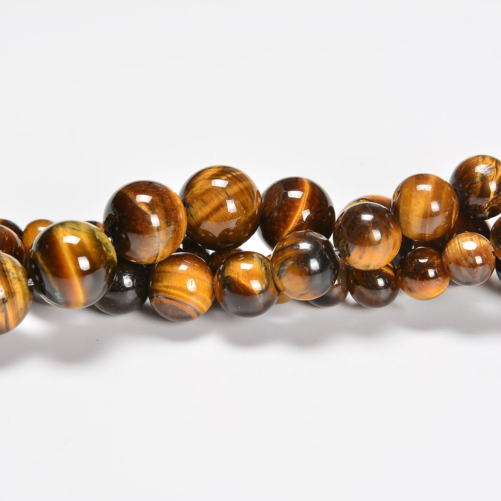 AB+ Yellow Tiger's Eye Smooth Round Loose Beads 4mm-12mm - 15.5" Strand