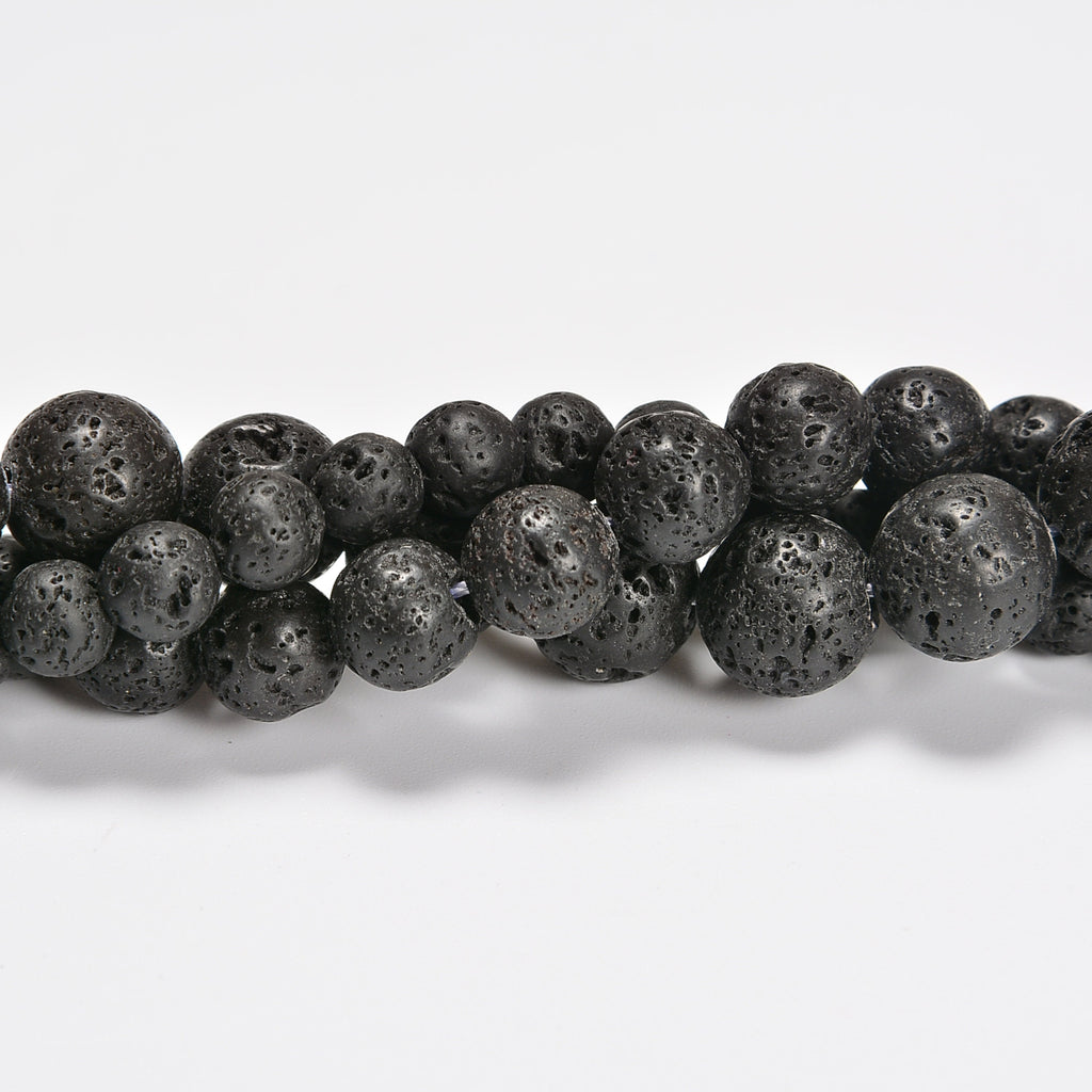 Black Lava Rock Stone / Black Lava Stone Round Loose Beads 4mm-12mm - 15.5" Strand