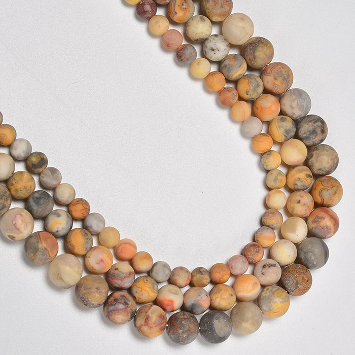 Crazy Agate / Crazy Lace Agate Matte Round Loose Beads 4mm-12mm - 15.5" Strand