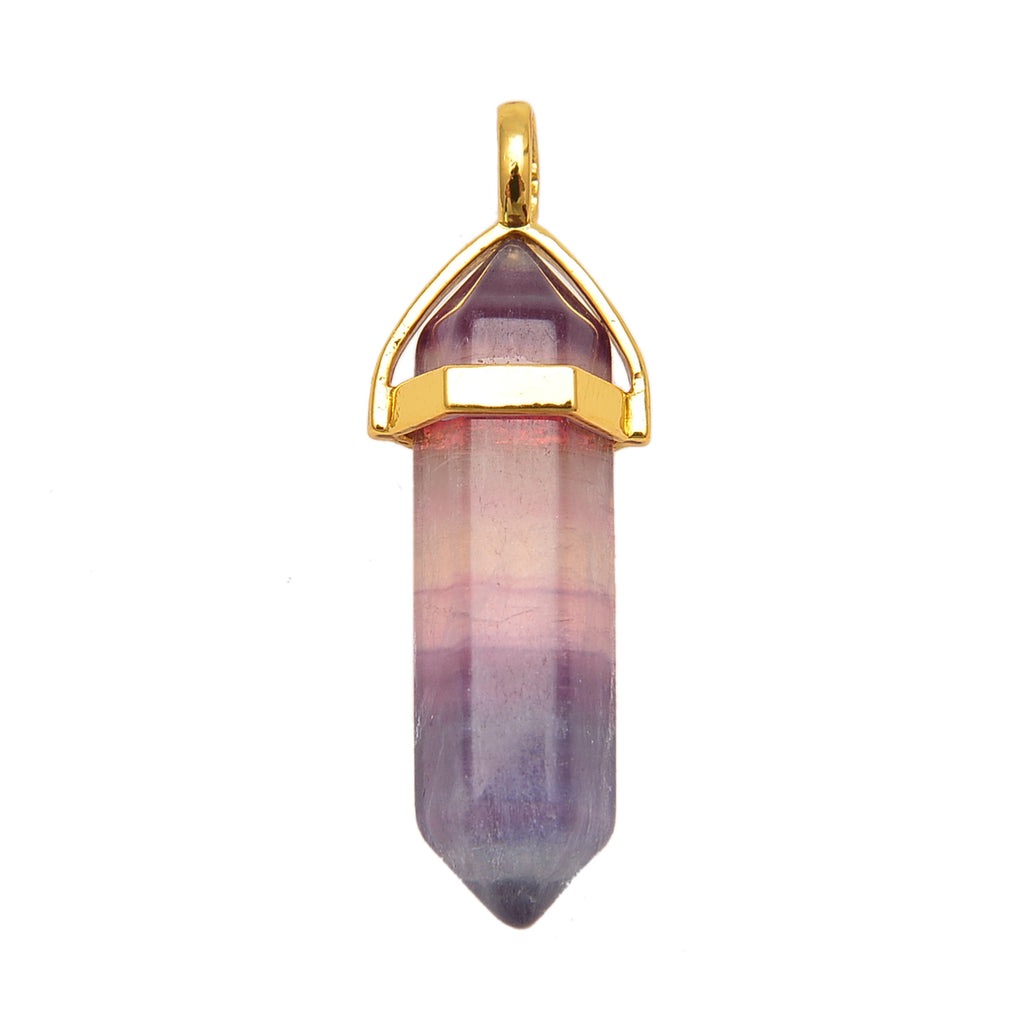 37 Stone Hexagon Healing Point Pendant Gold Bail, Crystal Pointed, Healing Crystal Natural Gemstone, Crystal Pencil Point Necklace Charm