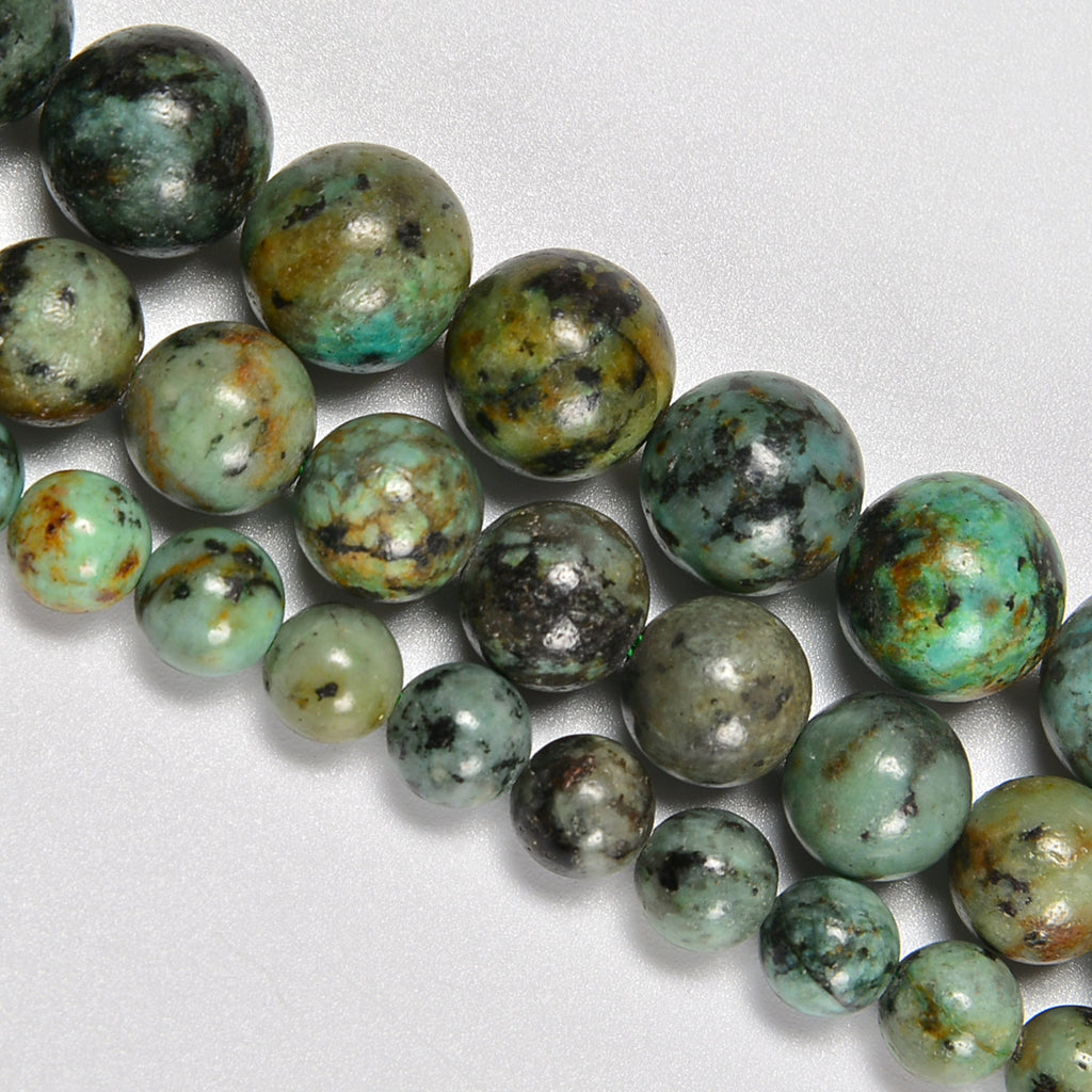 African Turquoise Jasper Smooth Round Loose Beads 4mm-10mm - 15.5" Strand
