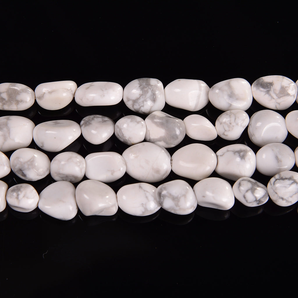 Howlite Smooth Pebble Nugget Loose Beads 6-8mm, 8-12mm - 15" Strand