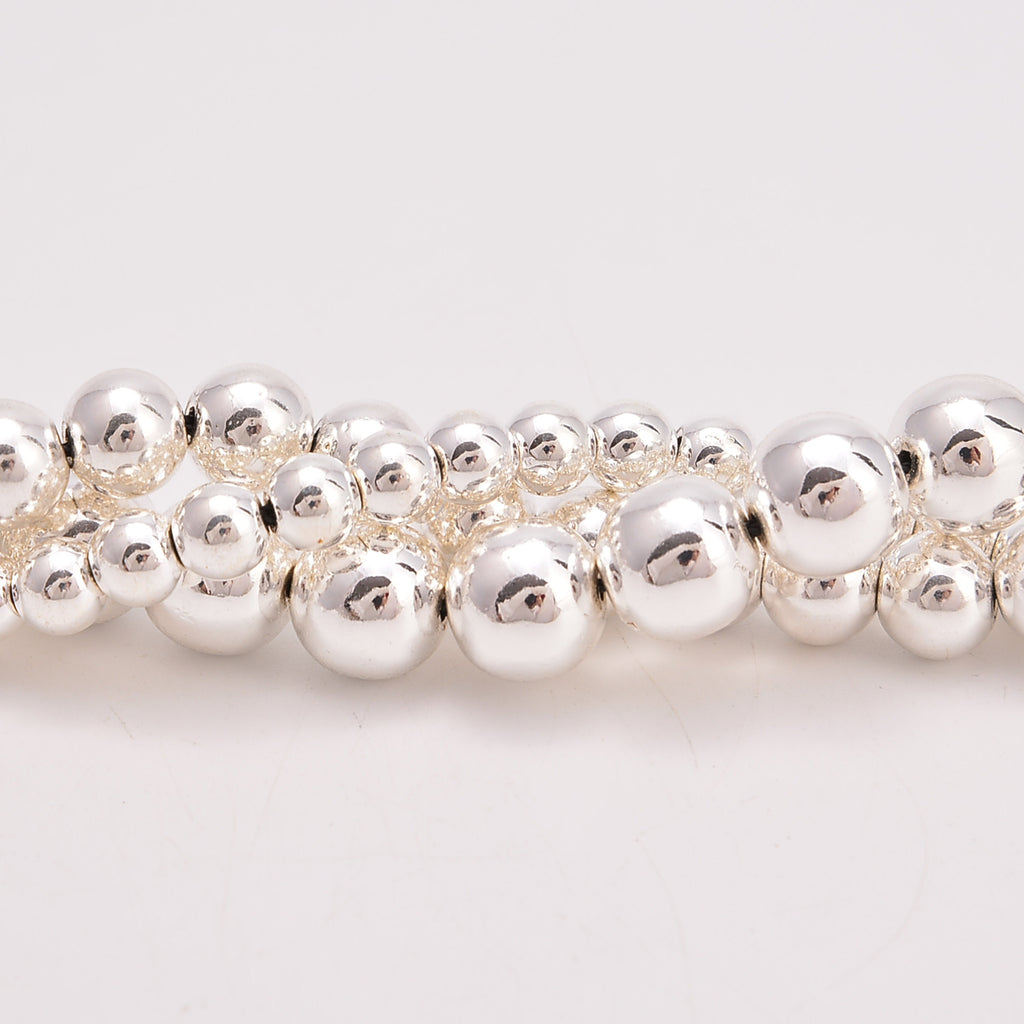 Titanium Silver Hematite Smooth Round Loose Beads 4mm-10mm - 15.5" Strand