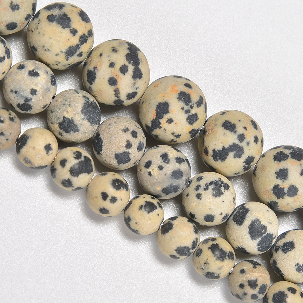 Dalmatian Jasper Matte Round Loose Beads 4mm-10mm - 15.5" Strand