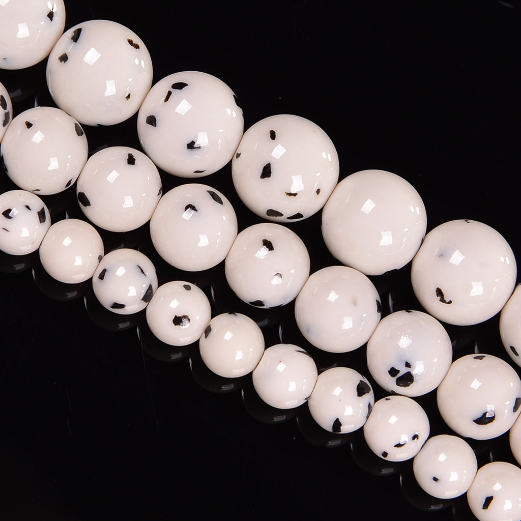 White Kiwi Jasper Smooth Round Loose Beads 4mm-10mm - 15.5" Strand