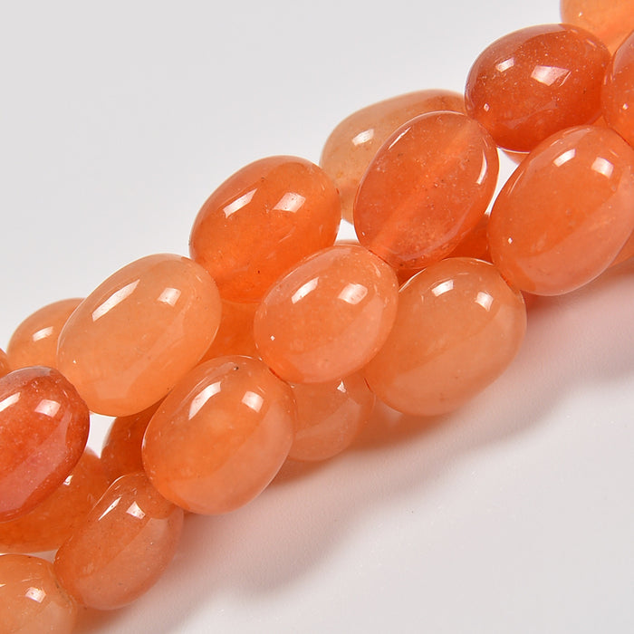 Red Aventurine Smooth Pebble Nugget Loose Beads 6-8mm, 8-12mm - 15" Strand