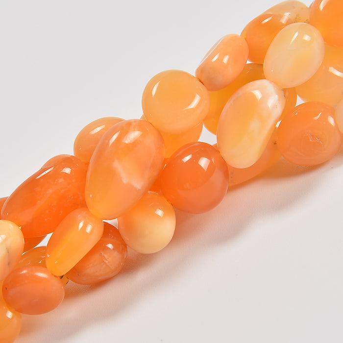 Yellow Jade Smooth Pebble Nugget Loose Beads 6-8mm, 8-12mm - 15" Strand