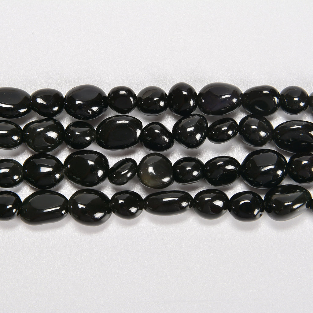 Rainbow Obsidian Smooth Pebble Nugget Loose Beads 6-8mm, 8-12mm - 15" Strand