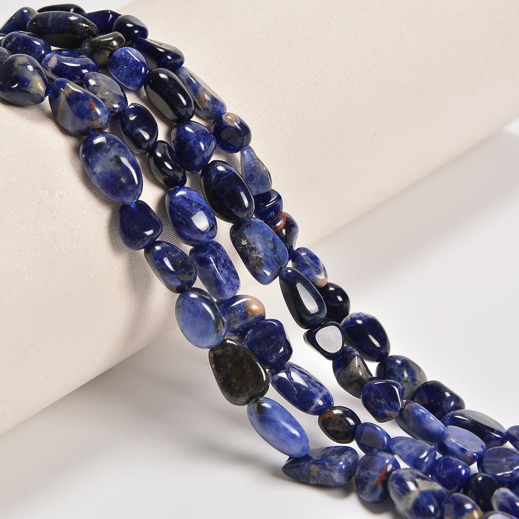 Sodalite Smooth Pebble Nugget Loose Beads 6-8mm, 8-12mm - 15" Strand