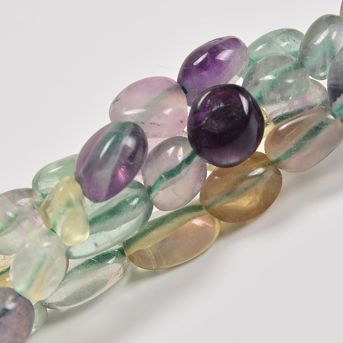 Fluorite Smooth Pebble Nugget Loose Beads 6-8mm, 8-12mm - 15" Strand