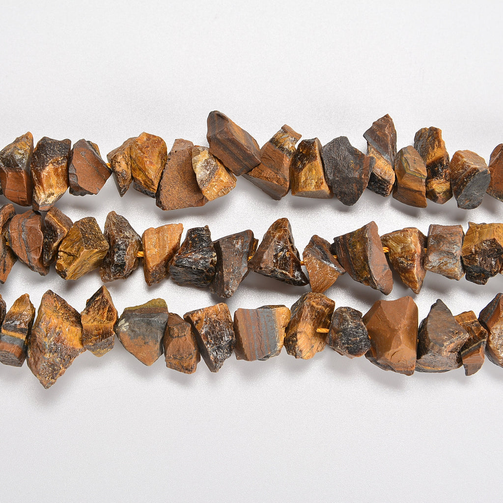 Yellow Tiger's Eye Rough Nugget Chunks Loose Beads 10-15mm - 15" Strand