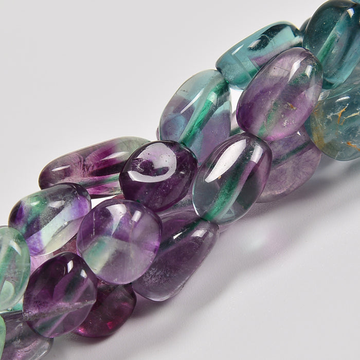 Gradient Fluorite Smooth Pebble Nugget Loose Beads 6-8mm, 8-12mm - 15" Strand