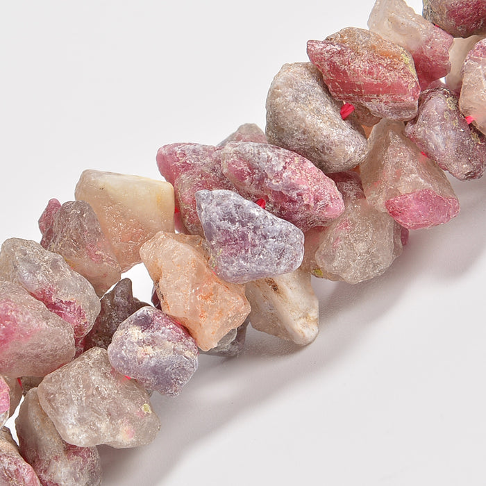 Pink Tourmaline Rough Nugget Chunks Loose Beads 10-15mm - 15" Strand