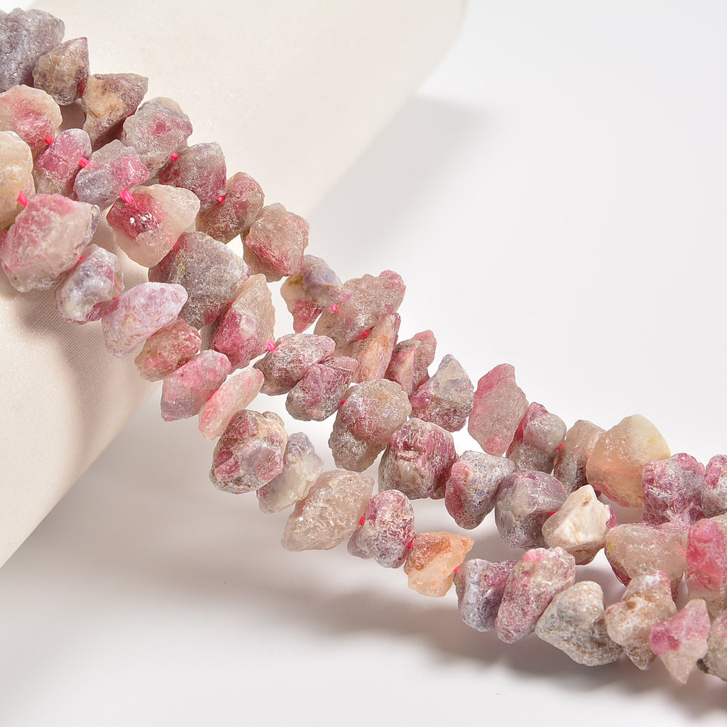 Pink Tourmaline Rough Nugget Chunks Loose Beads 10-15mm - 15" Strand